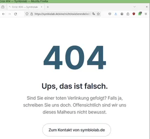 Beispiel einer eigenen Fehlerseite (Error 404)